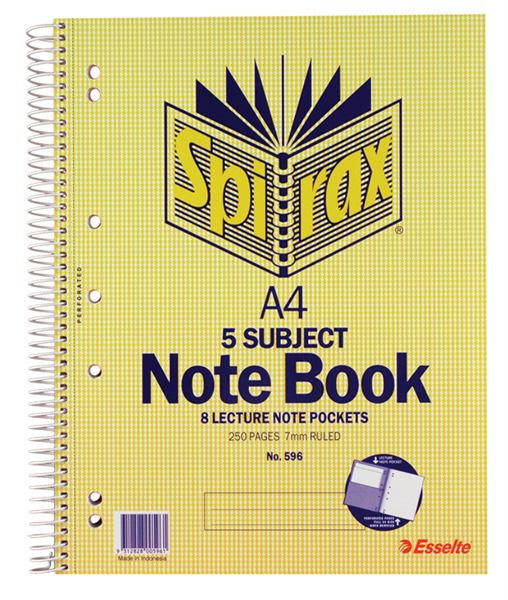Spirax Notebook 596 A4 5 Subject 250PG 297x220_34189600_43111