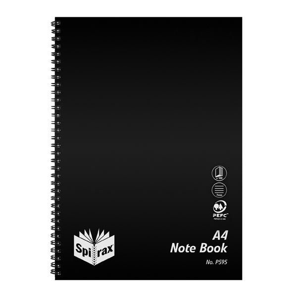 Spirax P595 PP Notebook Side Open A4 120 Pages Black_34188600_5605800