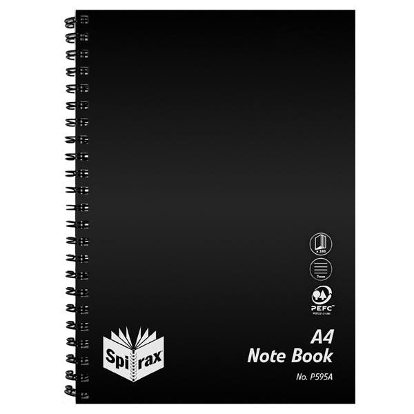 Spirax P595A PP Notebook Side Open A4 240 Pages Black 1005504 5605900