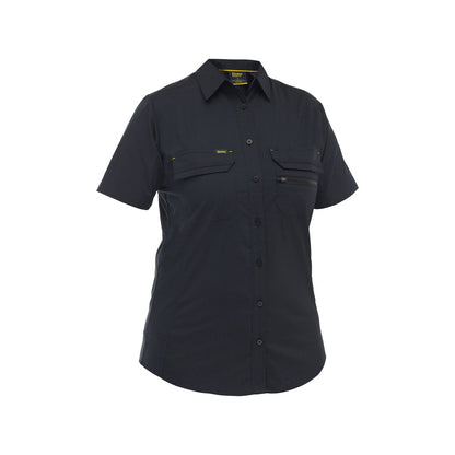 Shirt Womens S/S X Airflow Stretch Ripstop 140gsm Black 22 Bisley_40114542_BL1490_BBLK22