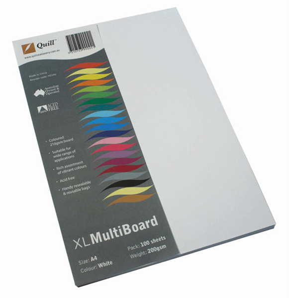 Quill Board A4 200gsm White Pack 100_1018251_34058