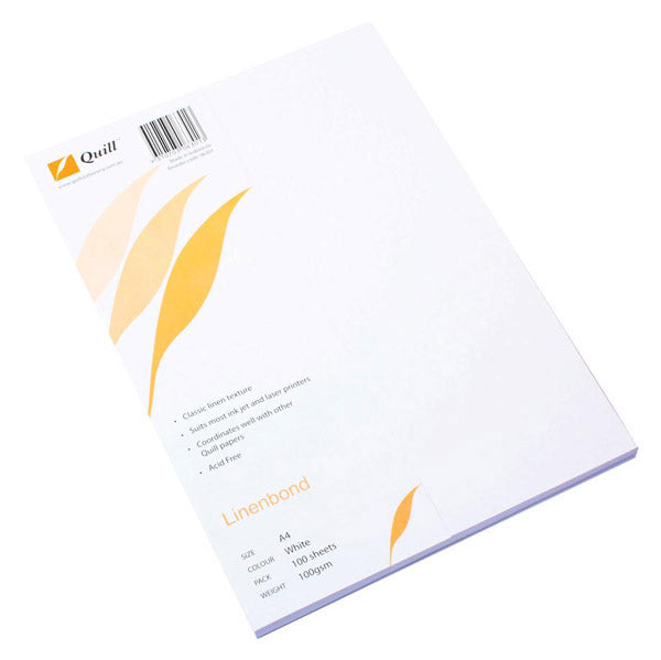 Quill Paper Linen A4 90gsm White Pack 100_1018253_34084