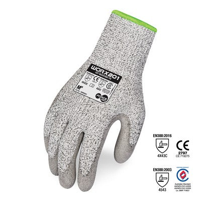 GLOVE PU CUT-5 SMALL/7  HI-VIS FORCE360 504036 GWORX201-CS