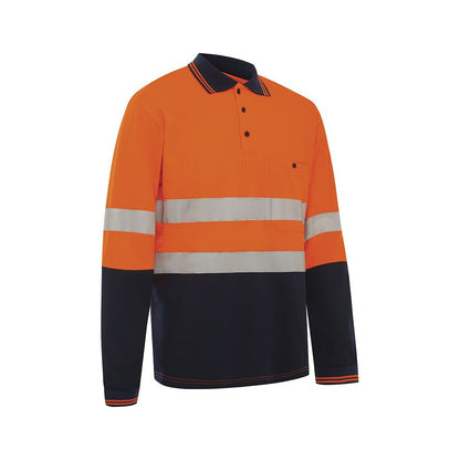 Shirt Polo L/S Poly Cotton 185gsm Hi Vis Ref Tape Orange/Navy Small Workit_263000_5004TONS