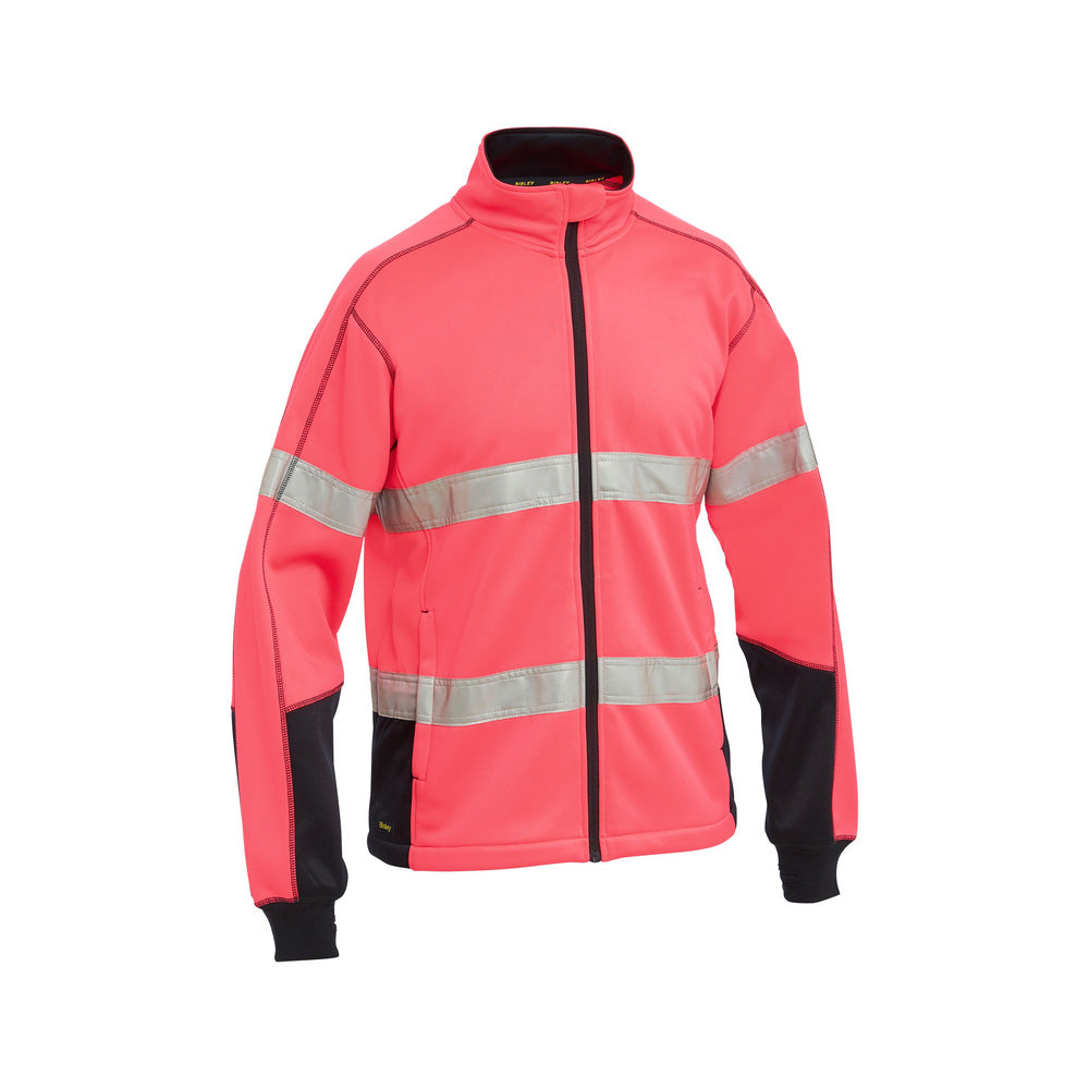 Jacket Mens Tapes Hi Vis 300gsm Zip Front Fleece Bisley XL Pink Navy_597065_BK6611T_TT21_XL