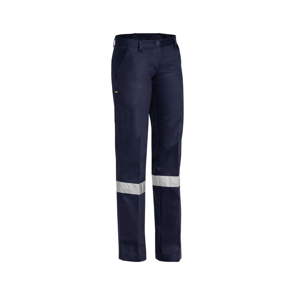 Pants Womens Cotton Drill 310gsm 3M Tape Navy 12 Bisley_90012684_BPL6007T_BPCT12