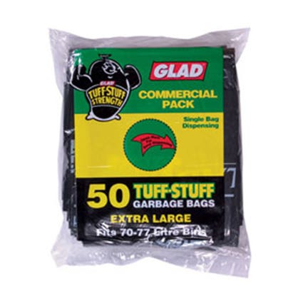 Glad Tuff Stuff Garbage Bag Heavy Duty Extra Large 70-77L Black (Box 200) 71005100 493229