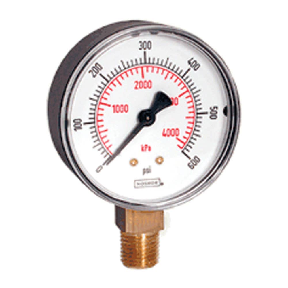 Pressure Gauge Brass & Steel Bottom Entry Dry 25-100 Series 1/4 NPT 63mm 1000psi 7318003 25-100-1000-PSI/KPA