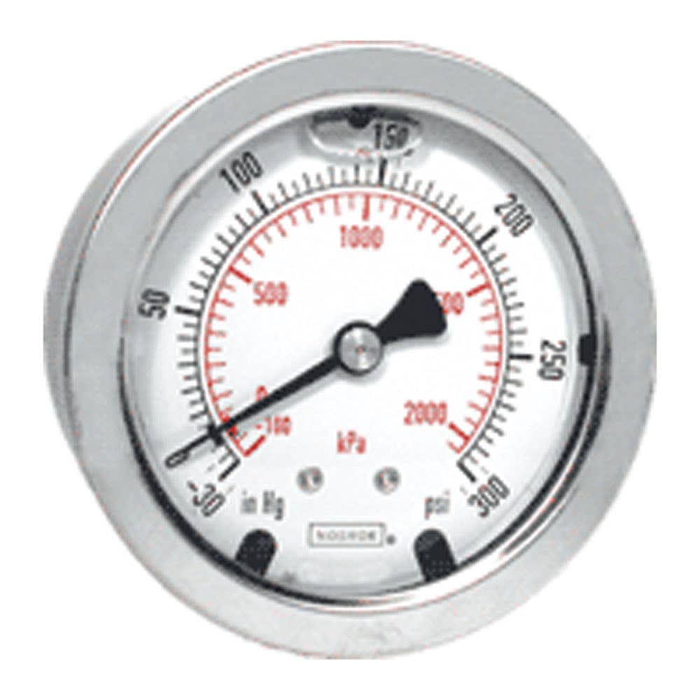 Pressure Gauge Brass & Stainless Rear Entry Liquid Filled 1/4 NPT 63mm 1000psi 7326004 25-911-1000-psi/kPa