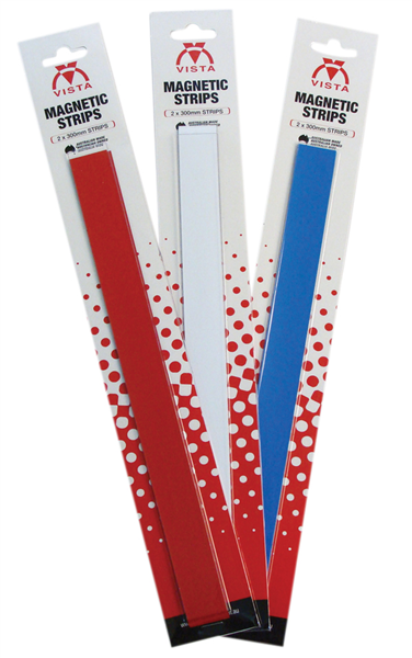 Vista Magnetic Coloured Strips 25X300mm Pack 2 Blue 38112304 VWMS25BL
