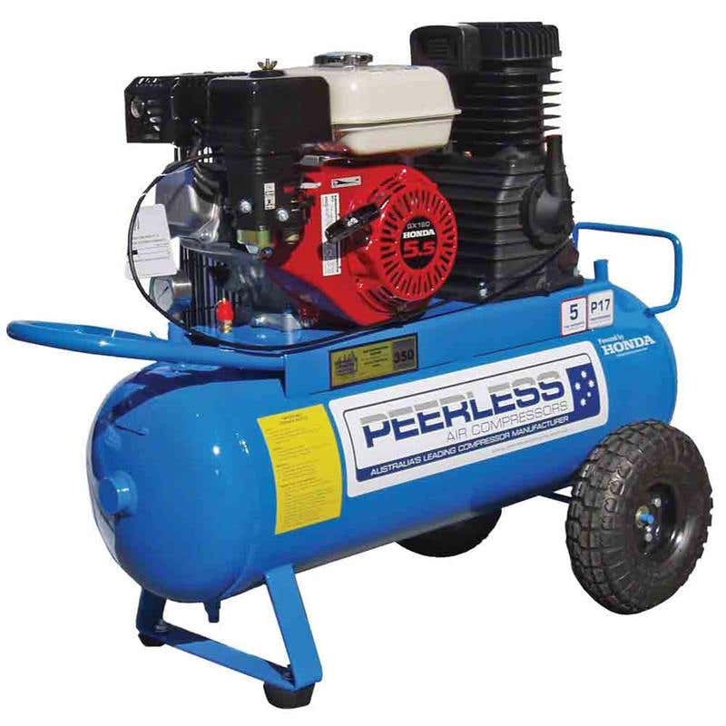Compressor Air Petrol 6.5hp 350LPM 145psi 55L Tank P17P Peerless 79010035 00128