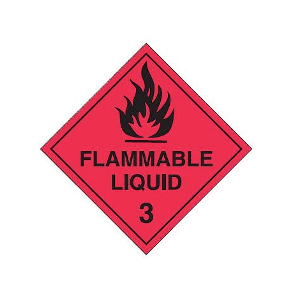 Flammable Liquid 3 Labels 250mm Poly Blk 79901576 842807