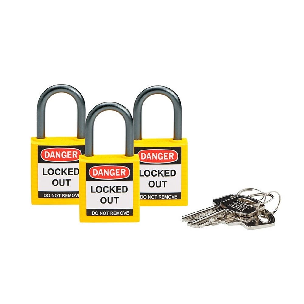 Lockout Tagout Brady Keyed Alike Padlocks Yel Pk3 79901591 853206