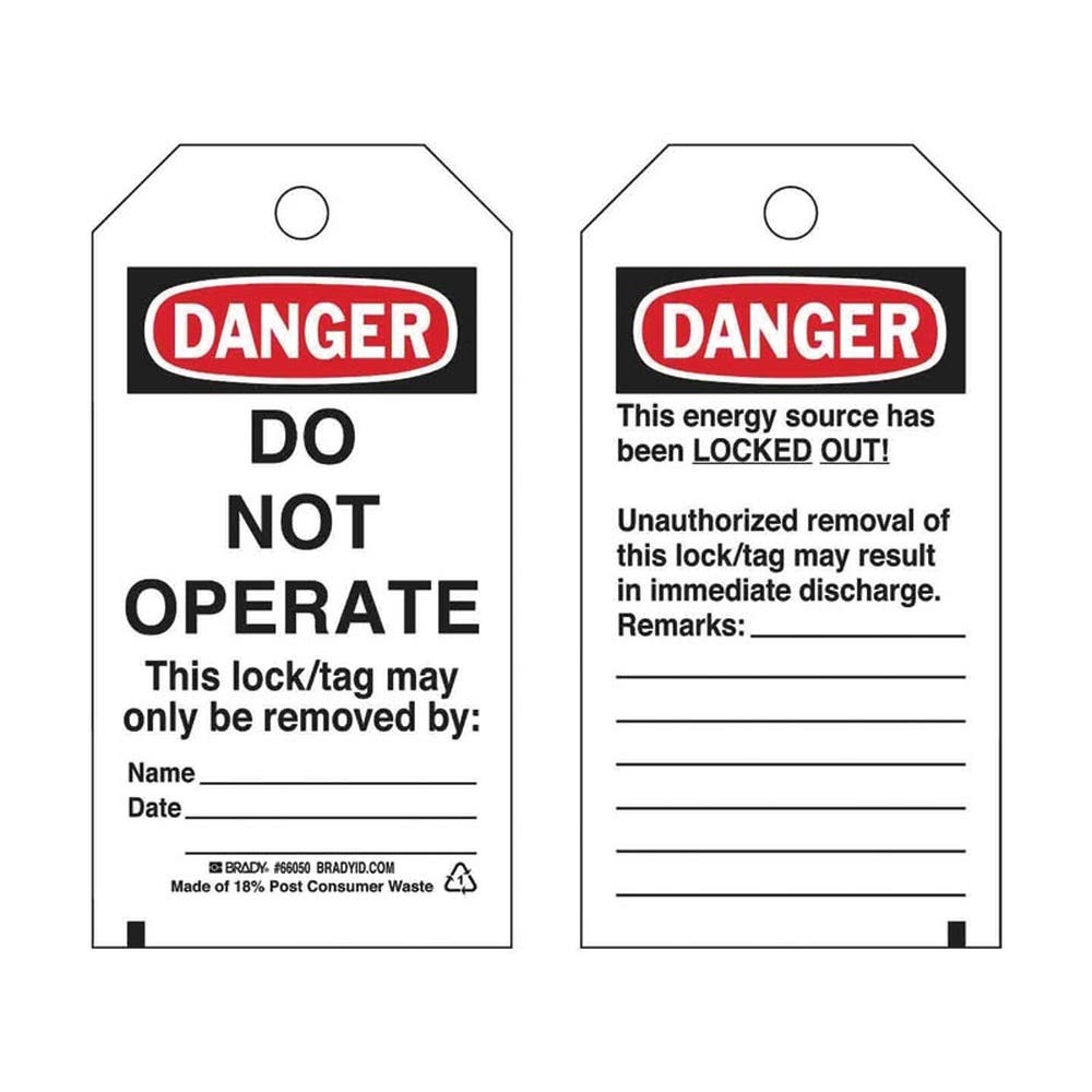 Lockout Tagout Lo.Tags Rev.Side#1 B-837 Do Not.. Pk25 79901595 65502
