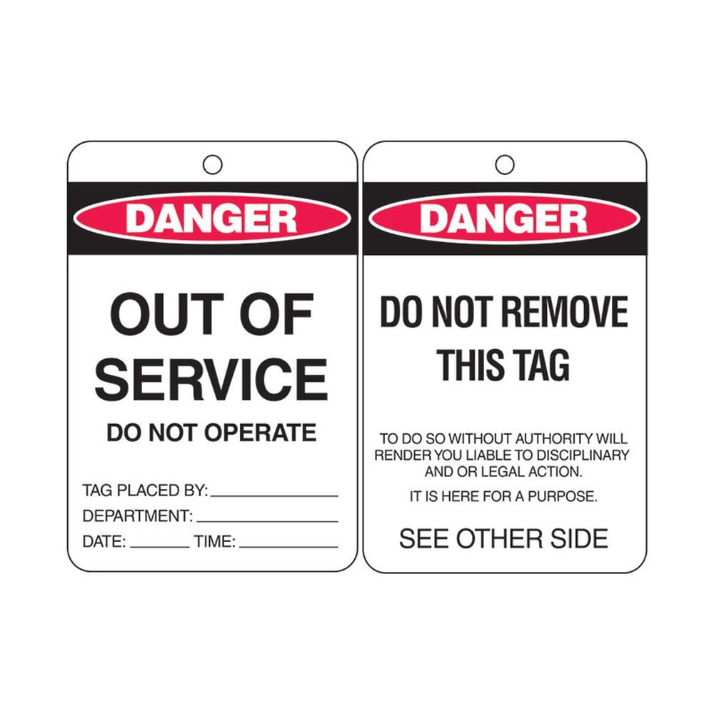 Lockout Tagout Lrg Eco Lo.Tag Rev.Side#1 Out Of.. Pk100 79901610 842357