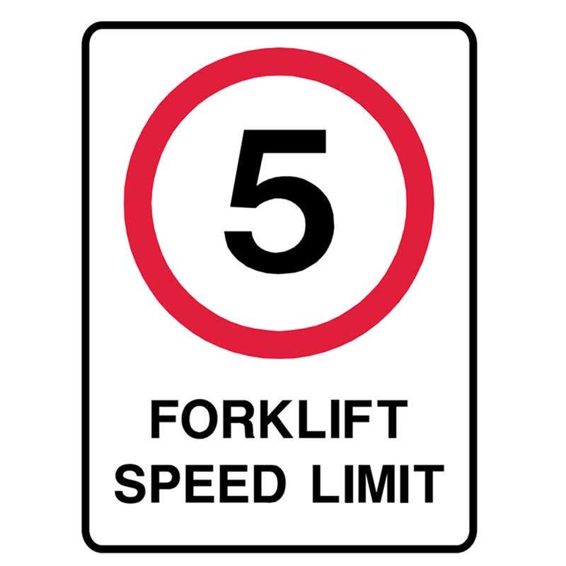 Sign FORKLIFT SPEED LIMIT + 5 In Roundel 450 X 600mm Poly 79901627 843486