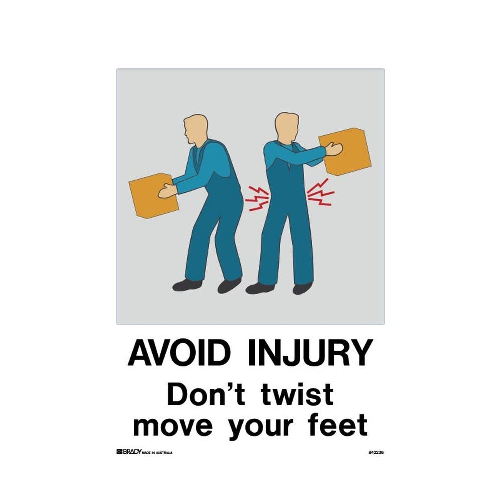 Sign Safety AVOID INJURY DON'T TWIST MOVE YOUR FEET Poly 600 x 450mm 79901630 842236