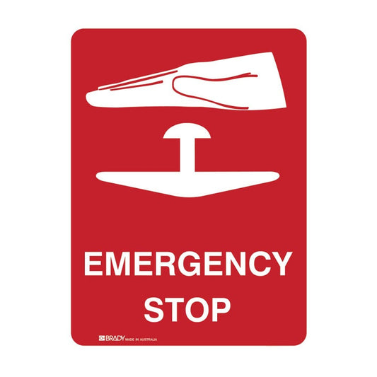Safety Signs Emergency Stop 125X90 Ss Pk5 79901661 848100