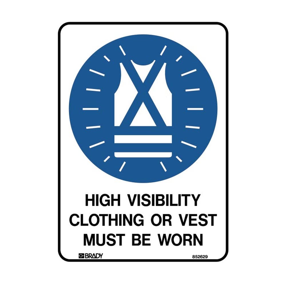 Sign HI-VISIBILITY CLOTHING OR VEST MUST BE WORN 450 X 600mm Metal 79901686 852624