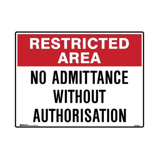 Safety Signs Restricted Area No Admittance 300X225 Mtl 79901707 855816