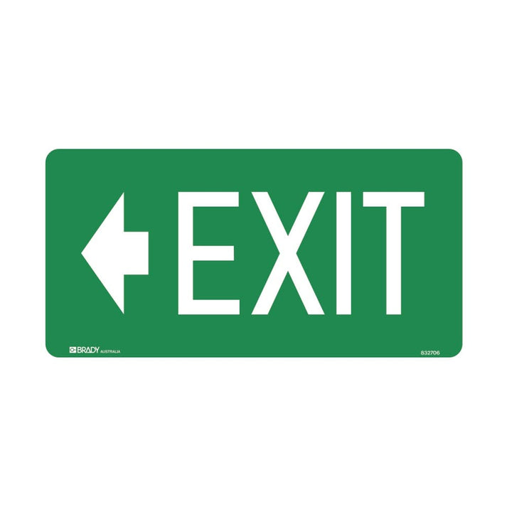 Arr Sign Workplace Safety Exit+Evac Sign Arr/L Exit Lum Ss – ATOM