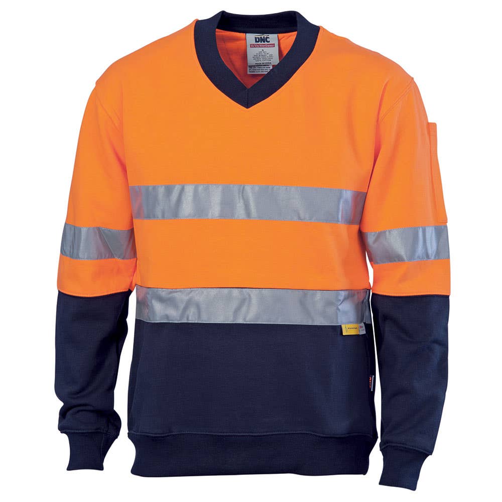 Jumper 300gsm Cotton Fleecy 3M Tape Hi Vis Orange/Navy 2XL 3924 DNC 79903949 3924-O/N-2XL