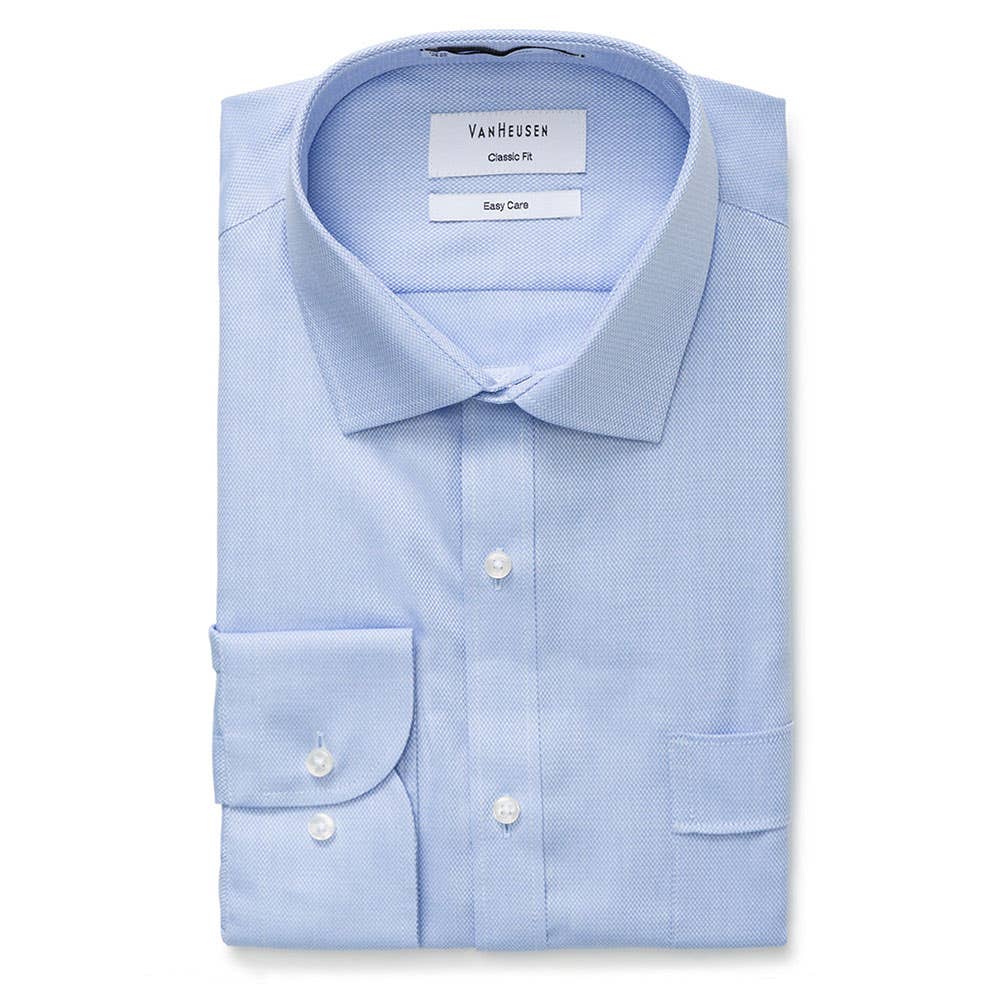 Shirt L/S Classic Fit 39 Blue Poly/Cotton Nail Head Van Heusen 79906293 A103 BCSB-39/86