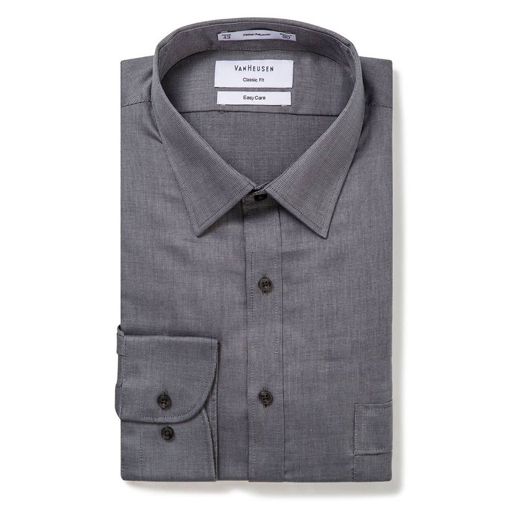 Shirt L/S 38 Charcoal Poly/Cotton Sleeve 86 Classic Fit Van Heusen_445008_A103_BCHY-38/86