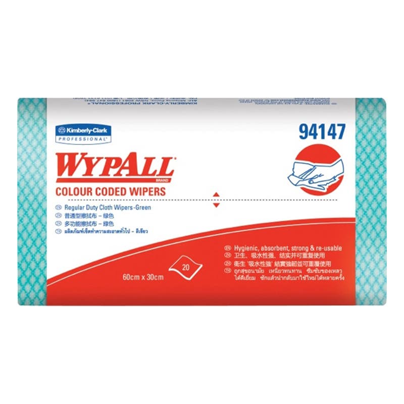Regular Duty Wipes 20 Pk Green 60 x 30cm 79909940 94147