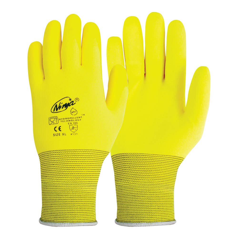 Gloves Hi Vis Yellow PVC HPT 2XL Ninja P4001HV 79903019 NIGRPXHPTFY02XL