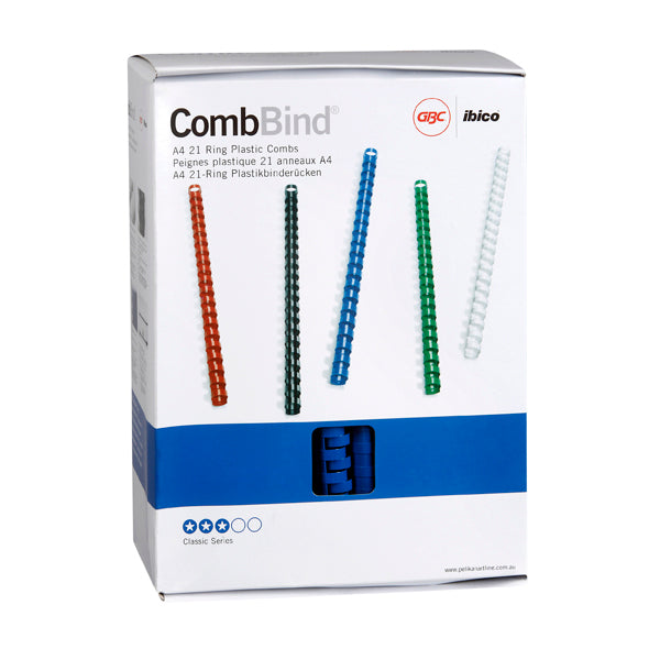 Binding Comb Plastic 19mm 21 Ring Coil Pack 100 Blue_39194804_5347505