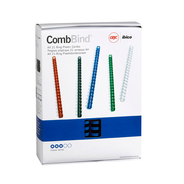 Binding Comb Plastic 25mm 21 Ring Coil Pack 50 Blue_39195004_BEP25BL50