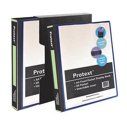 Protext Display Book Insert Cover Fixed 60 Pockets With Pp Box A4 Black 1040485 18273