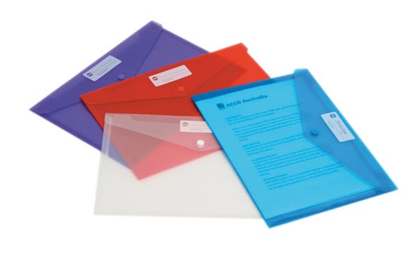 A4 Document Wallet with Button Assorted Colours 10 Pack 39378500 2015099