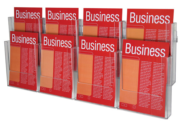 Esselte Brochure Holder Wall A4 2 Tier 8 Compartments Clear_820016800_46560