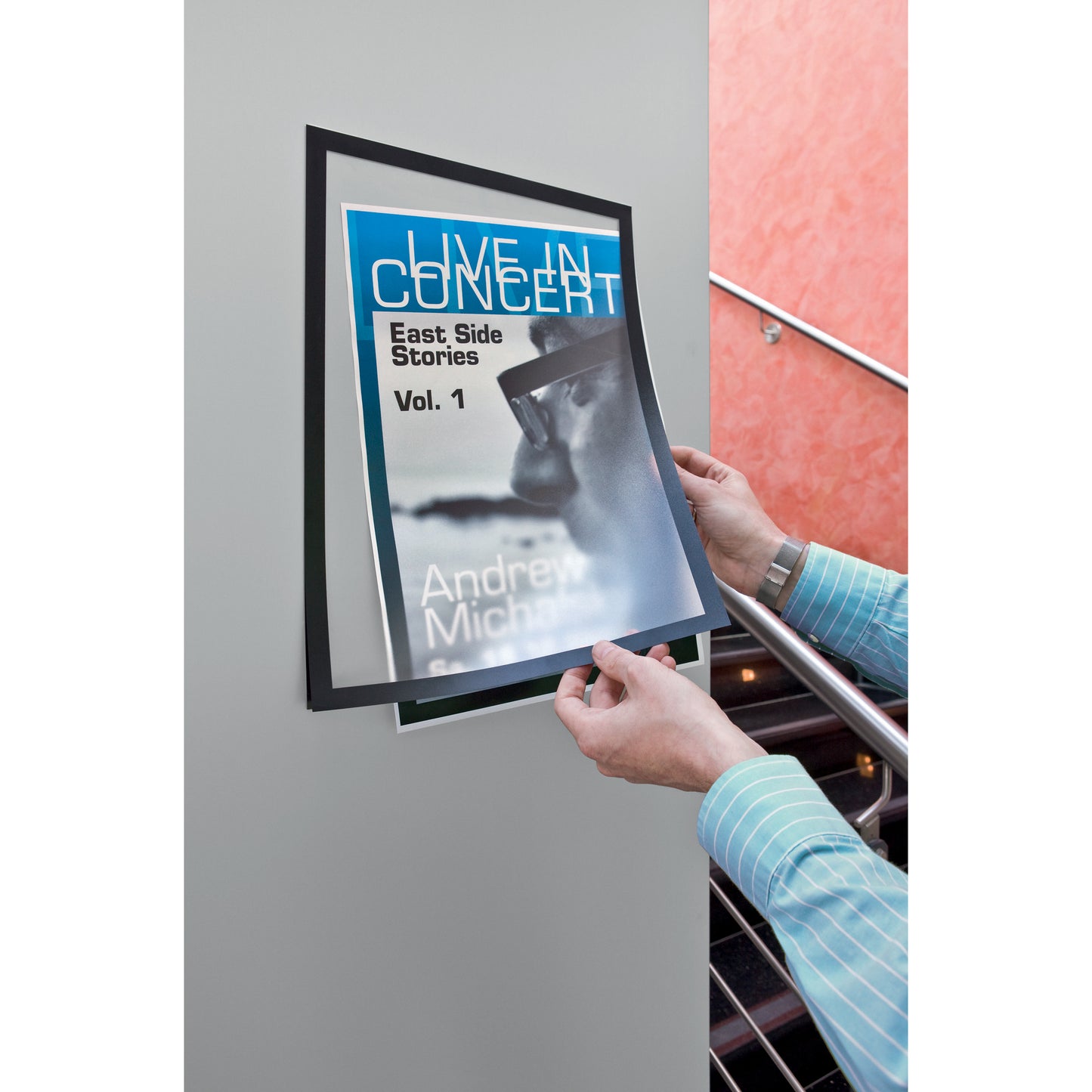 Durable Duraframe Sign Holder A3 Adhesive Black 2pk_820071000_487301
