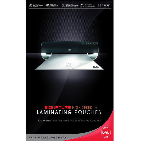 GBC Laminating Pouch A4 80M High Speed Gloss_39409500_BL80MHSA4