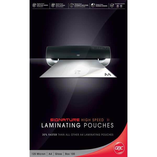 Gbc Laminating Pouches Ibico A4 High Speed Gloss 125 Micron (100) 39409750 BL125MHSA4