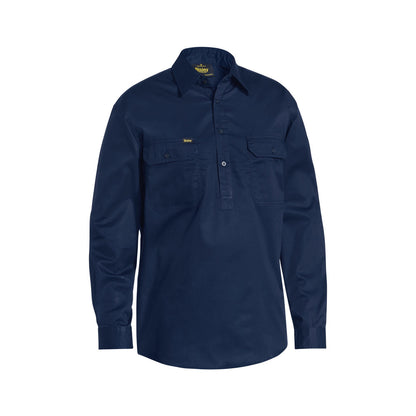 Shirt L/S Cotton Drill 155gsm Closed Front Navy Small Bisley_36003786_BSC6820_BPCTS