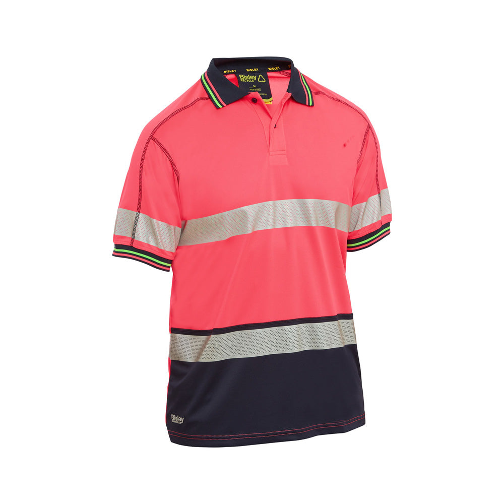 Shirt Polo S/S Poly Mesh 130gsm 3M Tape Hi Vis Pink/Navy Medium Bisley_602273_BK1219T_TT21M