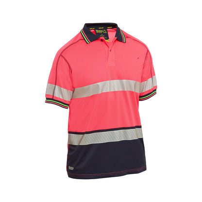 Shirt Polo S/S Poly Mesh 130gsm 3M Tape Hi Vis Pink/Navy Medium Bisley_602273_BK1219T_TT21M