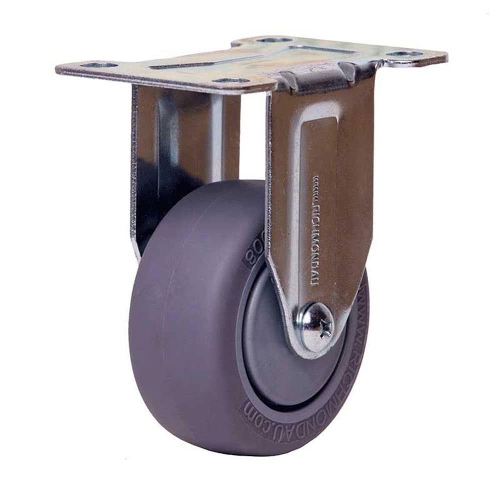 Castor Fixed 75 x 32mm Rubber Grey M Core 80kg 8413002 G63AZ44K75