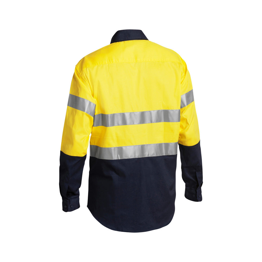 Shirt L/S 6XL Hi Vis Yellow/Navy Cotton Drill 190gsm 3M Tape Bisley_60010628_BT6456_TT016XL