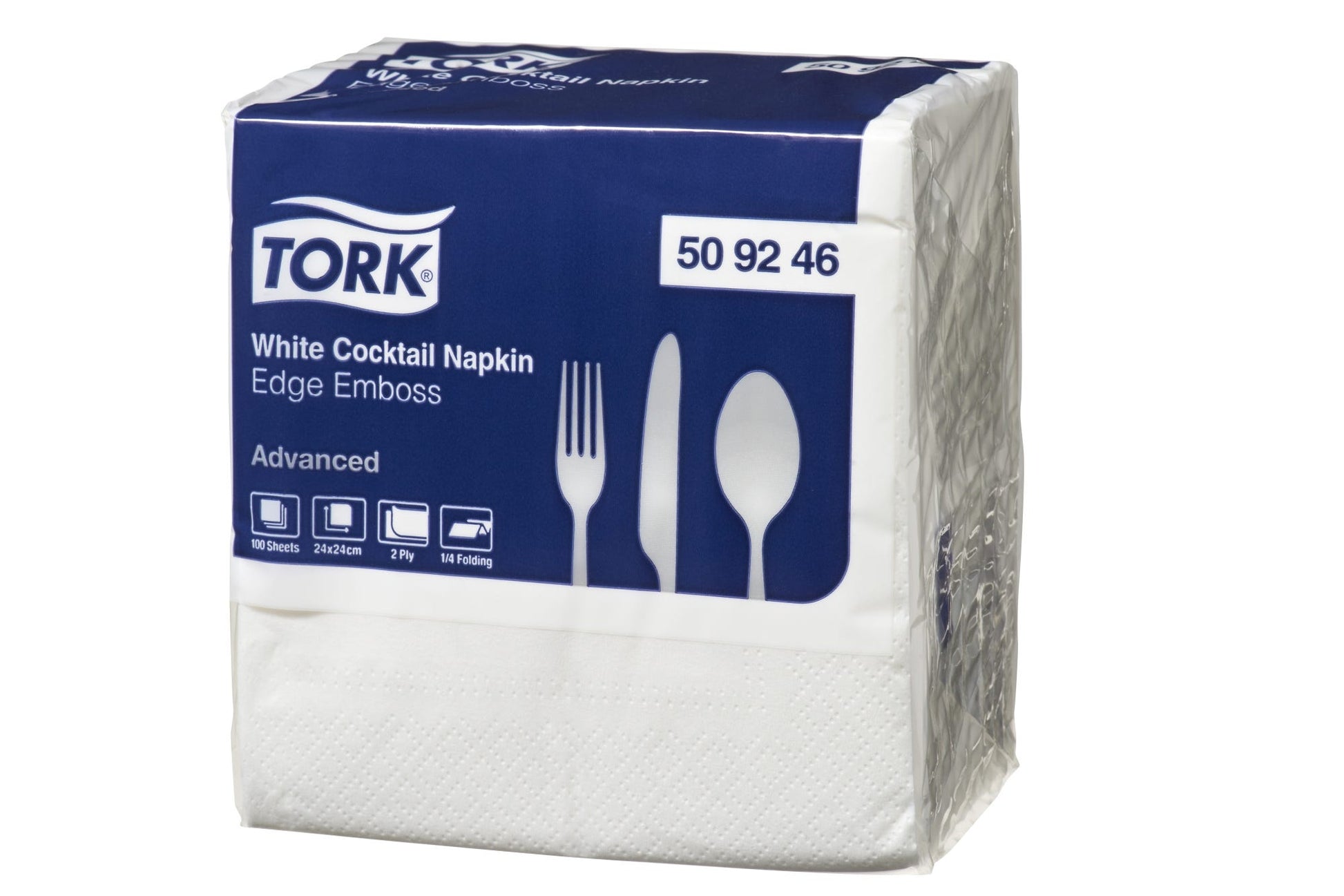 Tork Napkin Cocktail 2 Ply 24X24 White 100 Sheets 87000859 477534