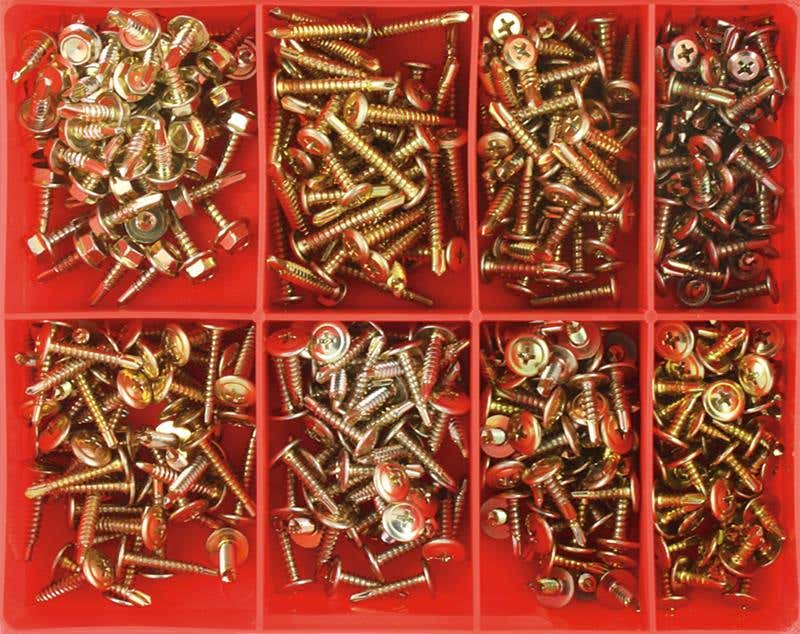 Grab Kit Screw Self Drill 8 Sizes Wafer And Hex Head 400 Piece 88830133 CA530