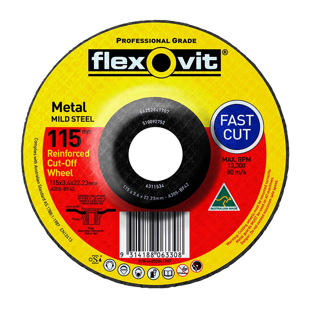 Disc Cut Off Metal Raised Hub 115 x 3.5 x 22mm Flexovit 88838100 66252841707