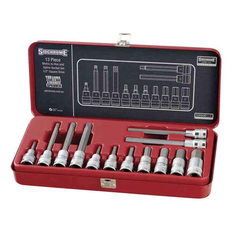 Socket Set Inhex + Spline 1/2'' Dr Metric 13 Piece Sidchrome_88855816_SCMT14275
