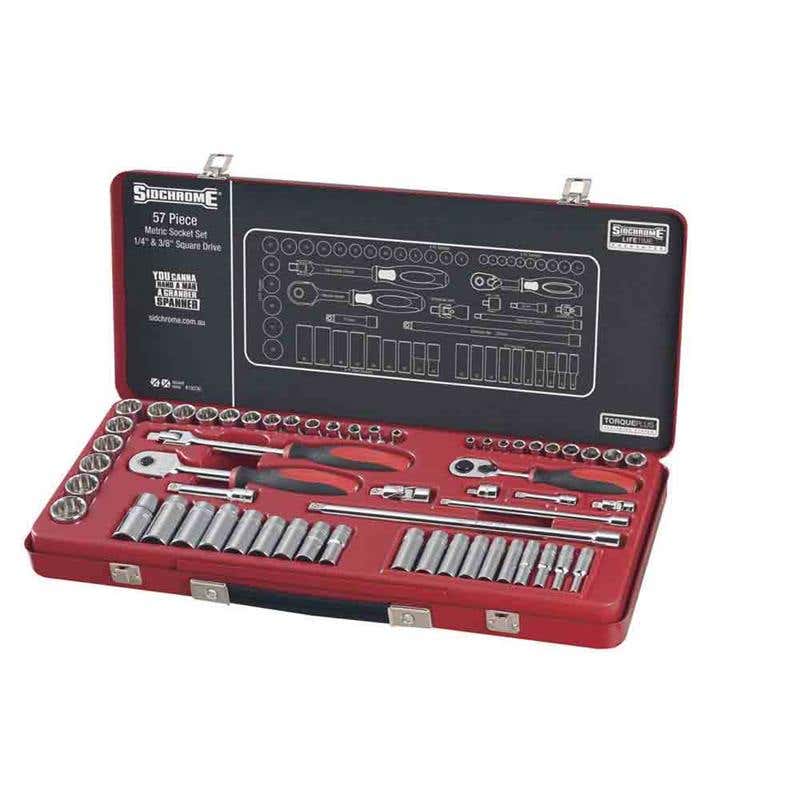 Socket & Ratchet Set Metric 1/4 & 3/8 Dr 57 Piece Sidchrome 88880075 SCMT19230