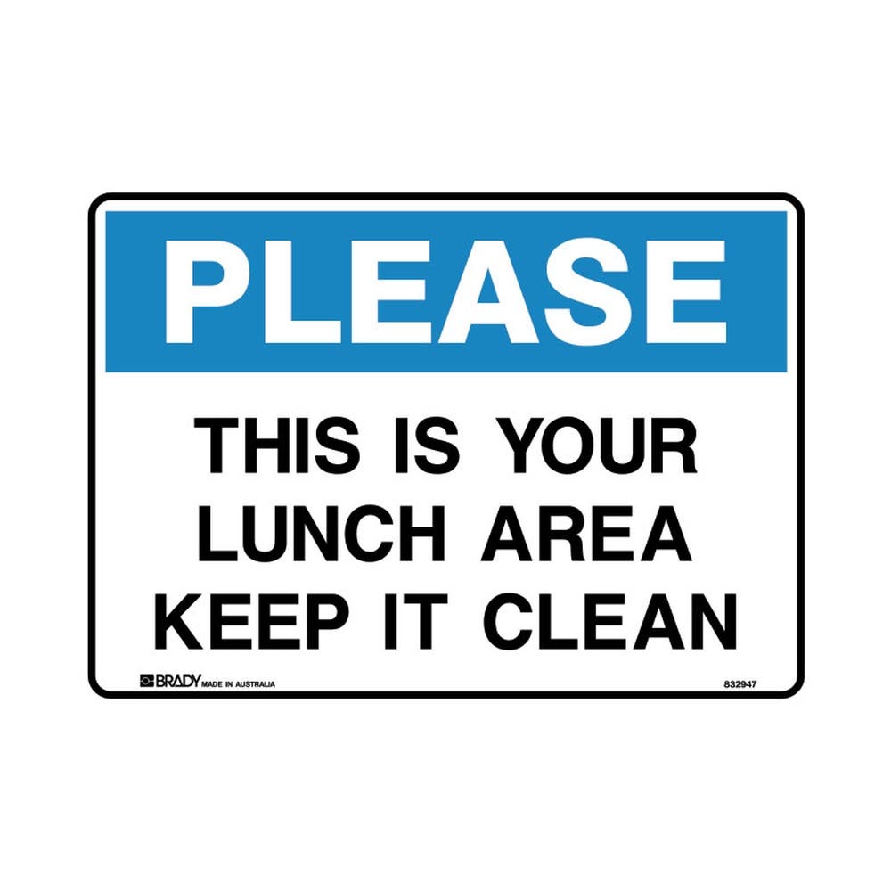 Sign PLEASE KEEP LUNCH ROOM CLEAN 350 x 250mm Poly 88895311 832947