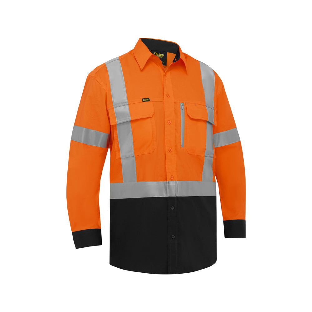 Shirt L/S X Tape Stretch Cotton 145gsm Orange/Navy M Bisley_40114985_BS6176XT_TT02M